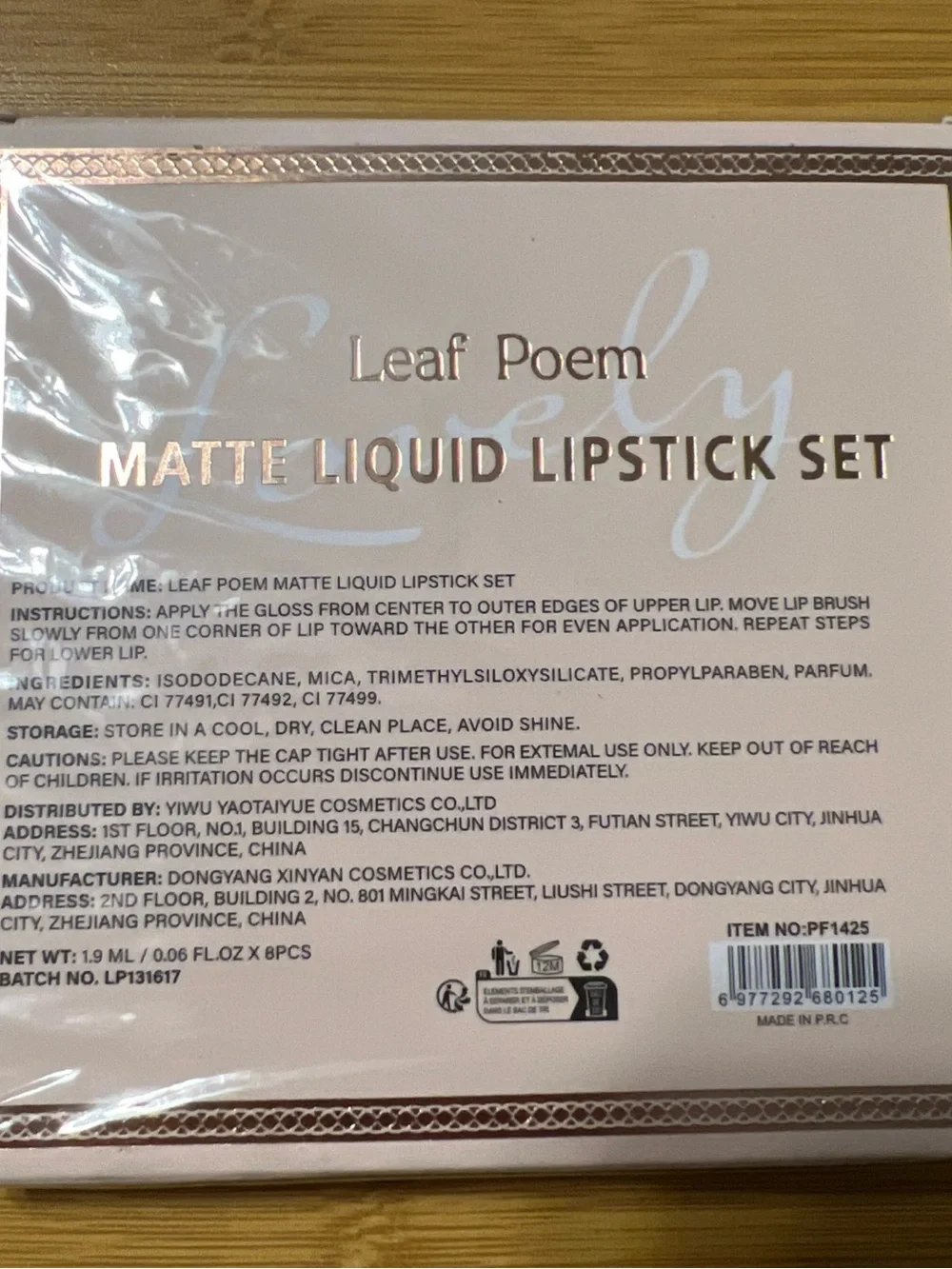 Leaf Poem Matte Liquid Lipstick Set Of 8 - NIP